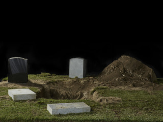 Cemetery at night