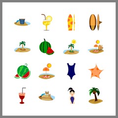 tropical icon. beach and island vector icons in tropical set. Use this illustration for tropical works.