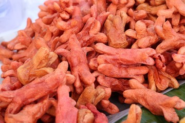 fried sausage in market