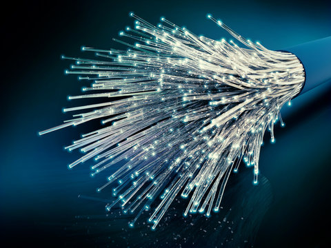 Optisches Glasfaser Kabel, 3D Rendering