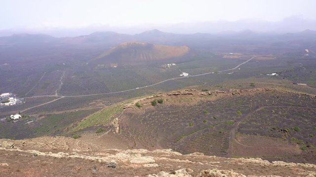 La Geria, famous place in Lanzarote for its characteristic vineyards view from above