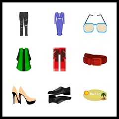 9 stylish icon. Vector illustration stylish set. black shoes and blazer icons for stylish works