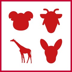 zoo vector icons set. giraffe, goat, kangaroo and koala in this set.