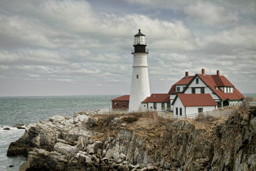 Fototapeta na wymiar The Portland Headlight lighthouse in So. Portland, Maine