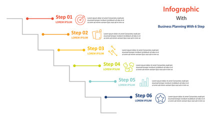 infographic element design 6 step, infochart planning