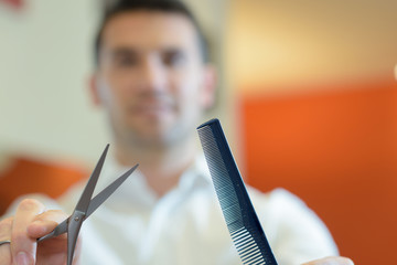 close-up of hairdressers accessories