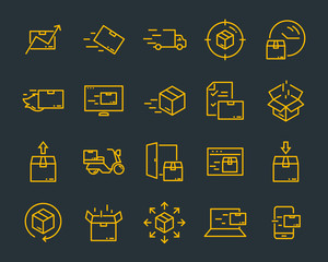 set of send icons, such as delivery, transport, mail, service