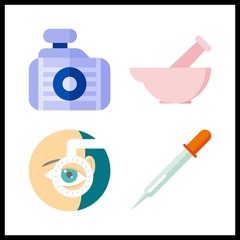 medicine icon. pipet and ophthalmology vector icons in medicine set. Use this illustration for medicine works.