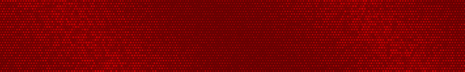 Abstract halftone gradient horizontal banner in randomly shades of red colors