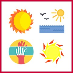 4 ray icon. Vector illustration ray set. sun and x ray icons for ray works