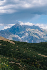 Landscape of Mount Timpanogos under a Cloudy Sky in Utah