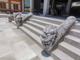 Carved steps at Donghwasa Temple