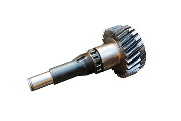 input shaft of the gearbox of a truck on an isolated white background