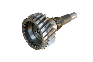 input shaft of the gearbox of a truck on an isolated white background