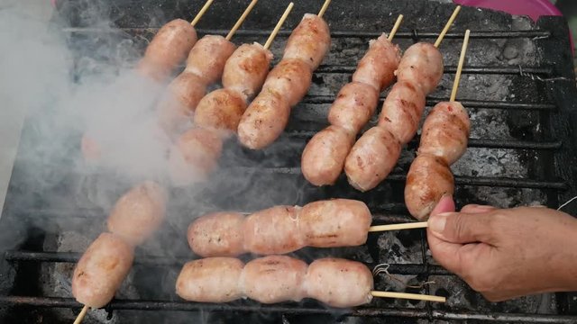Sai Krok Isan or Northeastern Thai sausage is a popular Thai street food
