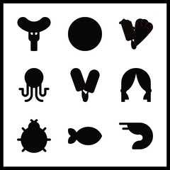 fresh icon. pie chart and prawn vector icons in fresh set. Use this illustration for fresh works.