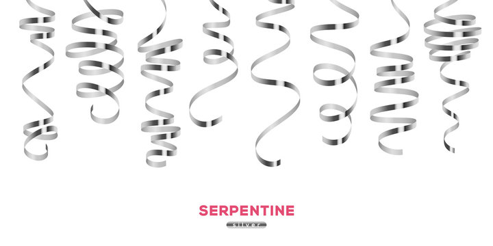 Shiny silver serpentine on white