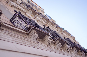 Fototapeta na wymiar Marble and iron balcony Greece building 