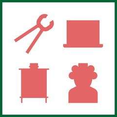 4 household icon. Vector illustration household set. pincers and tools and utensils icons for household works