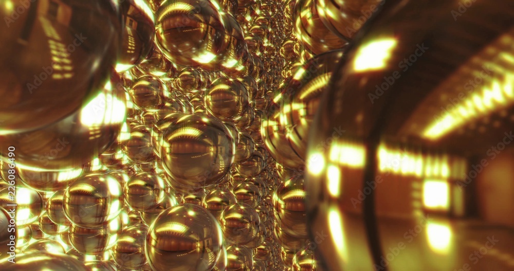 Aufkleber abstract 3d graphics background with golden bubbles.