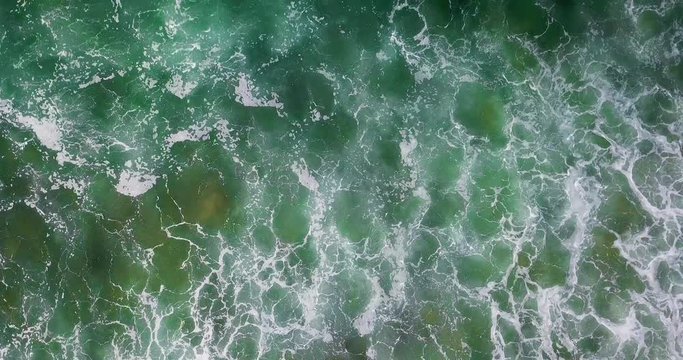 Aerial Close Up Crashing Waves Malibu CA