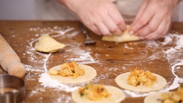 Step by step. Making home made empanadas with chicken and corn