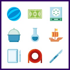 team icons set. microbiology, sport, cup and magic graphic works