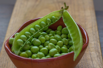 organic pea on craft plate