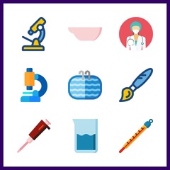 instrument icon. microscope and needle vector icons in instrument set. Use this illustration for instrument works.