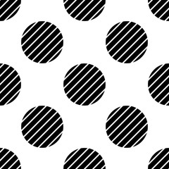 Vector polka dot background with lines. Seamless geometric pattern.