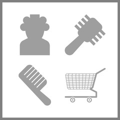 salon vector icons set. comb, hairbrush, shopping tool and hair curler in this set.