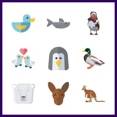 9 animals icons set
