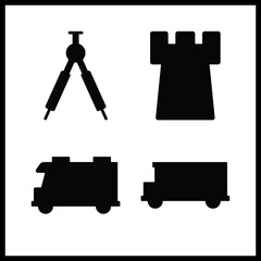 tour icon. rv and bus vector icons in tour set. Use this illustration for tour works.