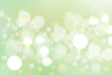 Abstract bright green valentine background texture with white blurred bokeh lights. Card concept. Space for your design.
