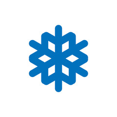 Obraz premium Snowflake sign. Blue Snowflake icon isolated on white background. Snow flake silhouette. Symbol of snow, holiday, cold weather, frost. Winter design element. Vector illustration
