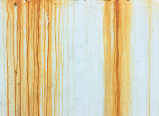Background of old white wall with rust drips