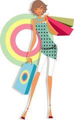 Woman standing and holding shopping bags