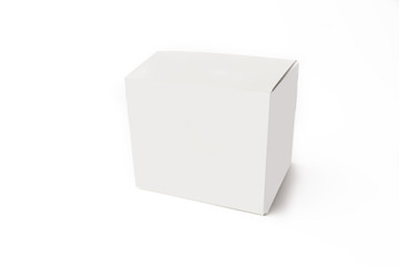 Mockup White Blank paper or cardboard box on White Isolated background. A place to advertise your product.