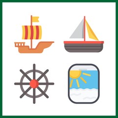 4 sailboat icon. Vector illustration sailboat set. sail boat and sailing boat icons for sailboat works