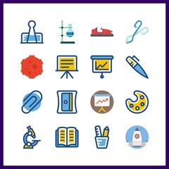 16 education icon. Vector illustration education set. ballon and sharpener icons for education works