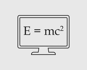 Physics line Icon. E=mc square equation on computer screen