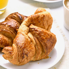 Tasty hot croissants for breakfast