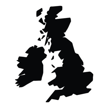 A black and white silhouette vector of the United Kingdom