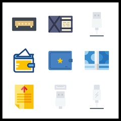 9 electronic icon. Vector illustration electronic set. money icons and usb icons for electronic works