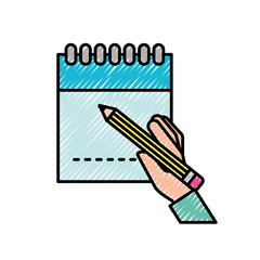 hand holding pencil writing on notepad