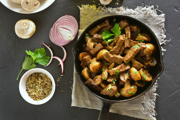 Beef stroganoff with mushrooms