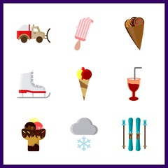 9 ice icon. Vector illustration ice set. snowing and ice cream ball icons for ice works