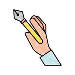 hand holding fountain pen supply design