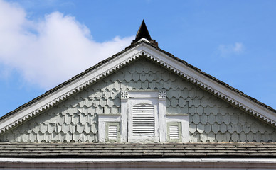 gable window and design of homes in historic district, New Orleans, LA, USA