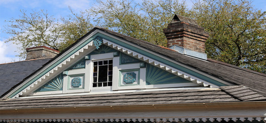 gable window and design of homes in historic district, New Orleans, LA, USA